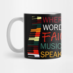 Where Words Fail Music Speaks Piano Vintage Mug